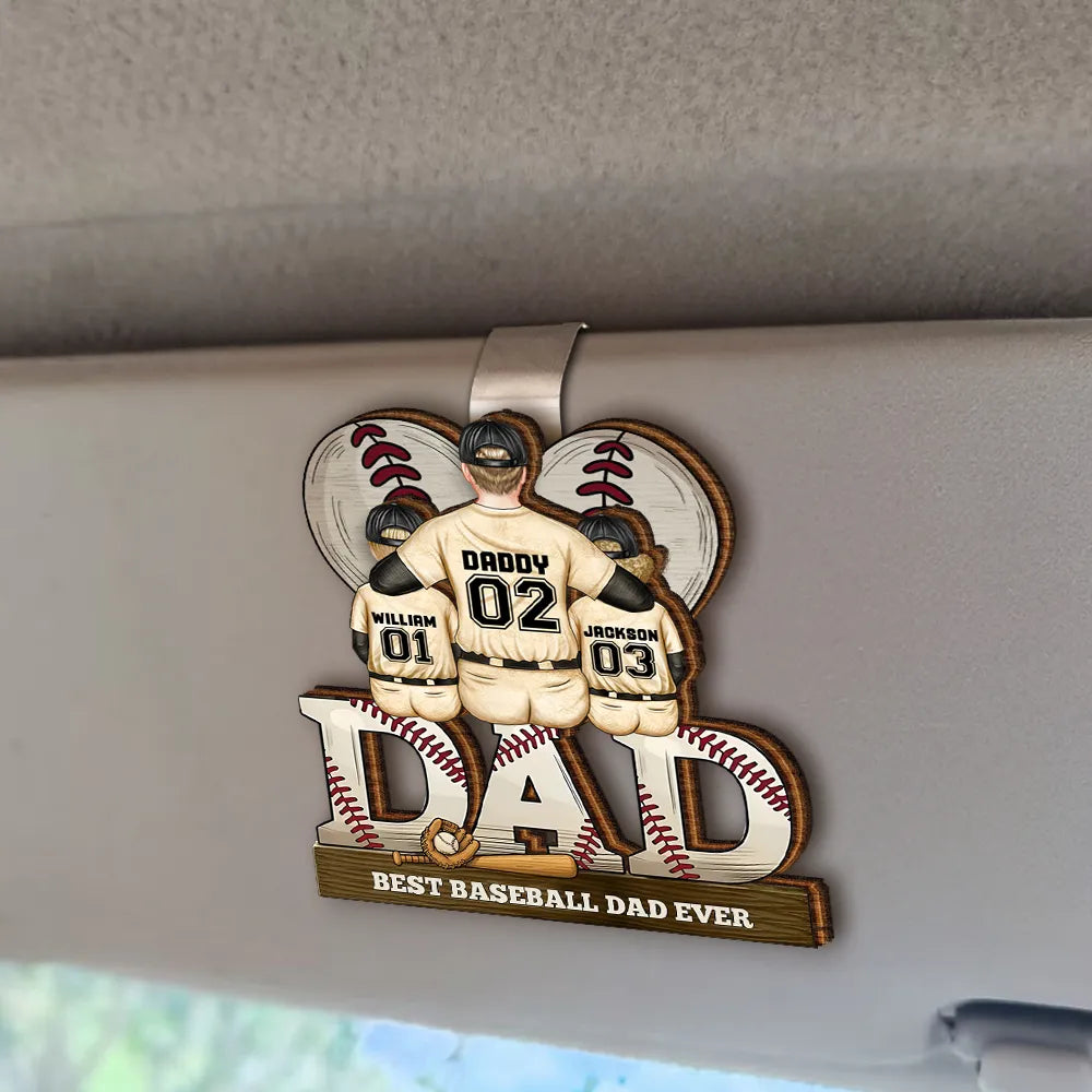 Gift For Father, Love, Baseball - Baseball Dad Behind Every Baseball Player - Personalized Custom Shaped Car Visor Clip