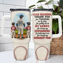 Gift For Father, Love, Baseball - Dear Baseball Dad Thank You For Teaching Me - Personalized 40oz Tumbler With Straw