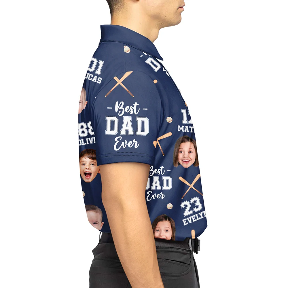 Gift For Father,Gift For Couples,Dad - Children,Dad's Hobby,Happy - Baseball Dad Best Dad Ever - Personalized Polo Shirt