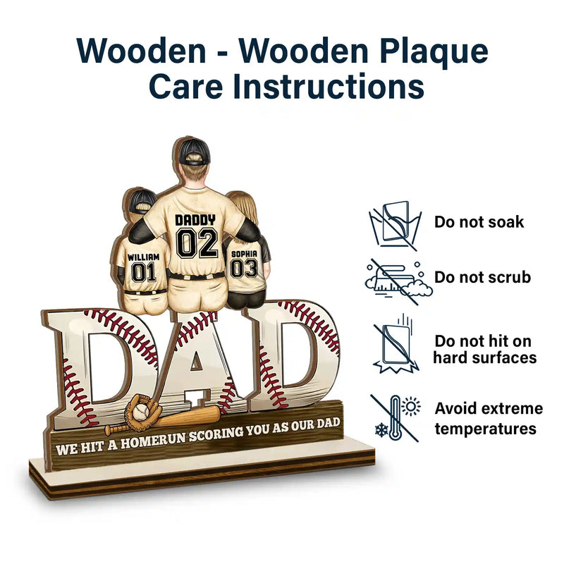 Baseball Dad We Hit A Homerun - Personalized Custom Shaped 2-Layered Wooden Plaque