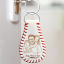 Baseball,Gift For Father,Custom Photo,Art Design,Proud,Photo - Pencil Sketch - Bold - Custom Photo Bold Sketch Baseball God Hit A Home Run - Personalized Leather Baseball Keychain