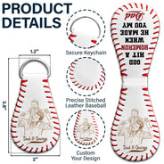 Baseball,Gift For Father,Custom Photo,Art Design,Proud,Photo - Pencil Sketch - Bold - Custom Photo Bold Sketch Baseball God Hit A Home Run - Personalized Leather Baseball Keychain