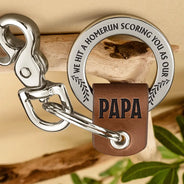 Gift For Father,Gift For Grandpa,Gift For Husband,Baseball,Love - Baseball Hit A Homerun Scoring You As Dad Papa Husband - Personalized Leather Coordinates Keychain