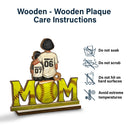 Mom - Children, Gift For Mother, Happy, Baseball, Softball - Baseball Mom And Kids - Personalized Custom Shaped 2-Layered Wooden Plaque