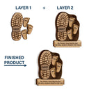 Dad And Kids Footsteps No Matter How Big We Get - Personalized Custom Shaped 2-Layered Wooden Plaque