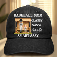 Baseball,Sport Mom,Gift For Mother,Mom - Children,Happy - Baseball Mom Classy Sassy - Personalized Vintage Washed Denim Cap
