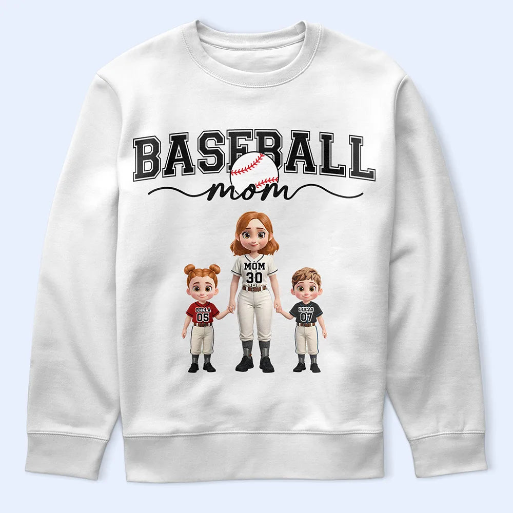 Gift For Wife,Gift For Mother,Gift For Grandma,Mom's Hobby,Sport Mom,Mom - Children,Happy,Baseball - Baseball Mom Kids - Personalized T Shirt