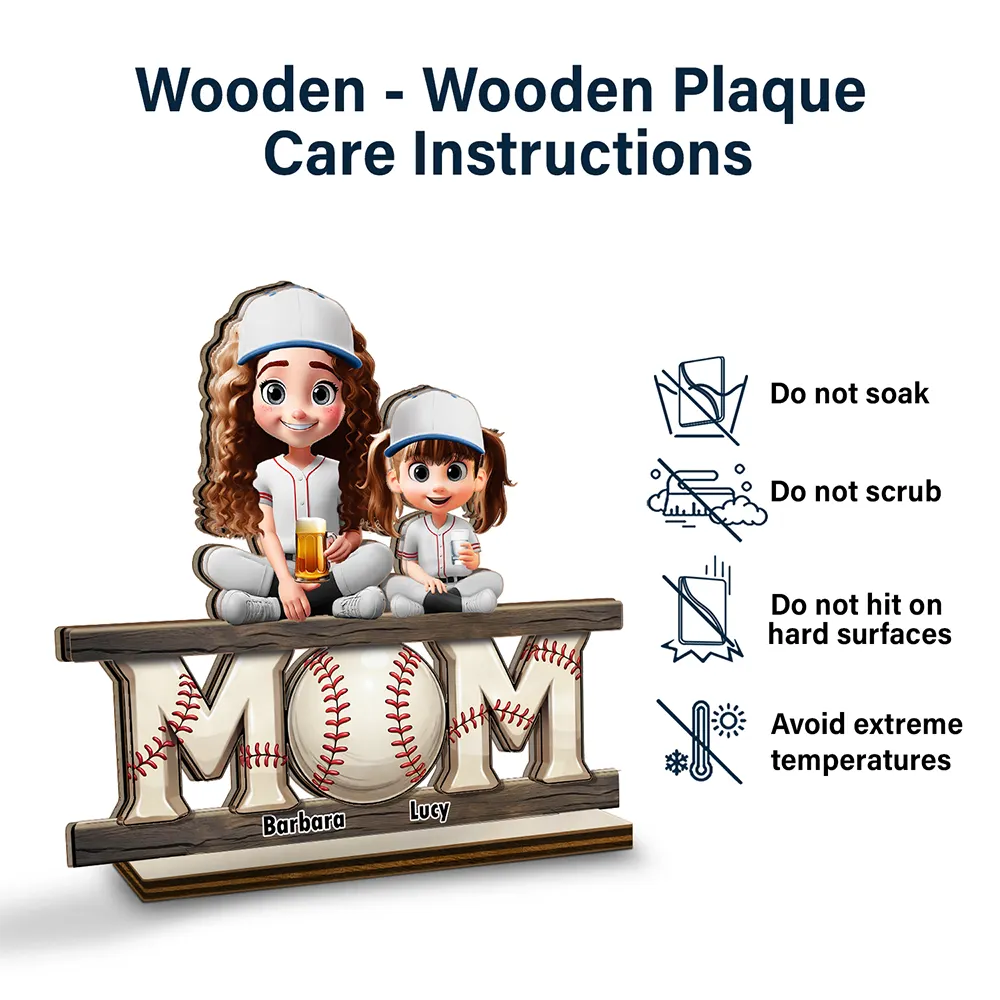 Baseball,Gift For Mother,Mom - Children,Mom's Hobby,Sport Mom,Happy - Baseball Mom We Love You - Personalized Custom Shaped 2-Layered Wooden Plaque