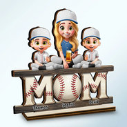 Baseball,Gift For Mother,Mom - Children,Mom's Hobby,Sport Mom,Happy - Baseball Mom We Love You - Personalized Custom Shaped 2-Layered Wooden Plaque