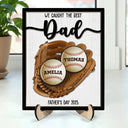 Gift For Father,Gift For Mother,Baseball - Baseball We Caught The Best Dad Mom Grandpa Grandma - Personalized 2-Layered Wooden Plaque With Stand