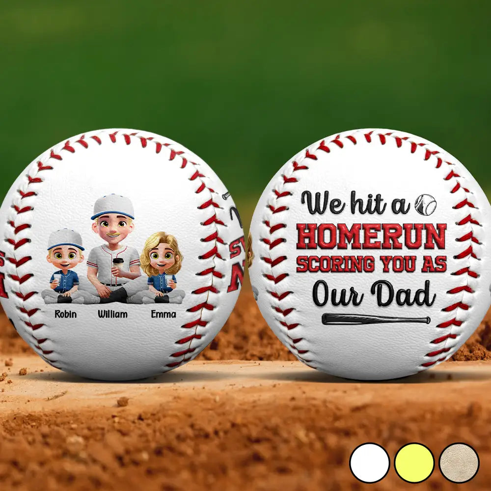 Gift For Father, Sport Dad, Baseball, Happy - Baseball We Hit A Homerun 3D Effect - Personalized Baseball, Softball