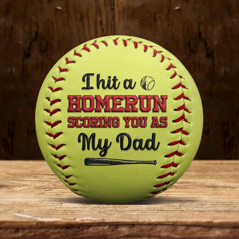Gift For Father, Sport Dad, Baseball, Happy - Baseball We Hit A Homerun 3D Effect - Personalized Baseball, Softball