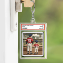 Gift For Father,Baseball,Love - Baseball We Hit A Homerun Scoring You As Our Dad Sport Card Slab - Personalized Acrylic Keychain