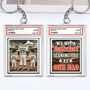 Gift For Father,Baseball,Love - Baseball We Hit A Homerun Scoring You As Our Dad Sport Card Slab - Personalized Acrylic Keychain