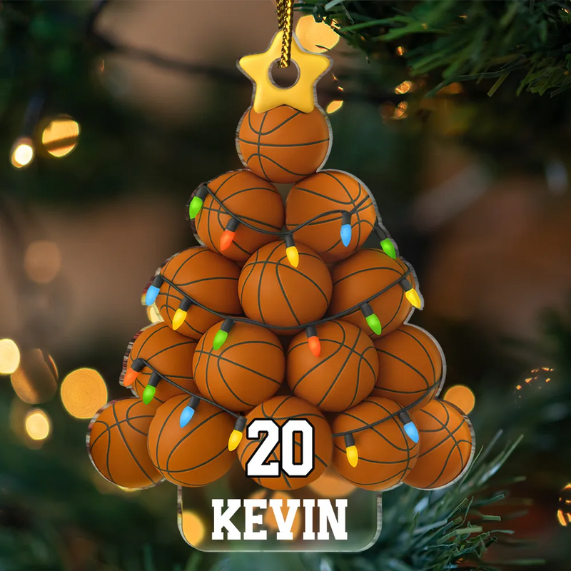 Gift For Yourself, Gift For Women, Gift For Men, Baseball, Basketball, Football, Golf, Happy, Christmas - American Football Christmas Tree - Personalized Custom Shaped Acrylic Ornament