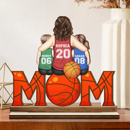 Basketball, Sport Mom, Mom - Children, Gift For Mother, Love - Basketball Mom And Kids - Personalized Custom Shaped 2-Layered Wooden Plaque