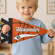 Confident,Back To School,Basketball,Gift For Kids,Custom Text - Basketball Player With Name & Number - Personalized Pennant
