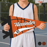 Confident,Back To School,Basketball,Gift For Kids,Custom Text - Basketball Player With Name & Number - Personalized Pennant