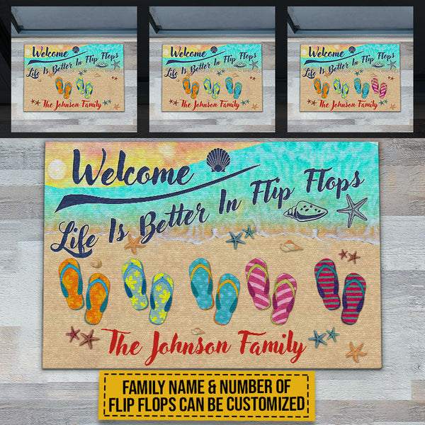 Paillasson personnalisé « Beach House Better In Flip Flops »