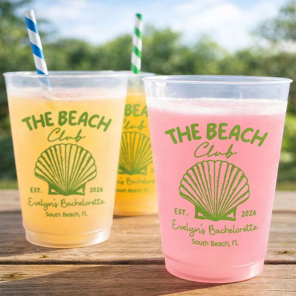 Summer, Gift For Bestie, Wedding, Playful, Icon - Beach Bachelorette Party Summer Vibe - Personalized Frosted Cups
