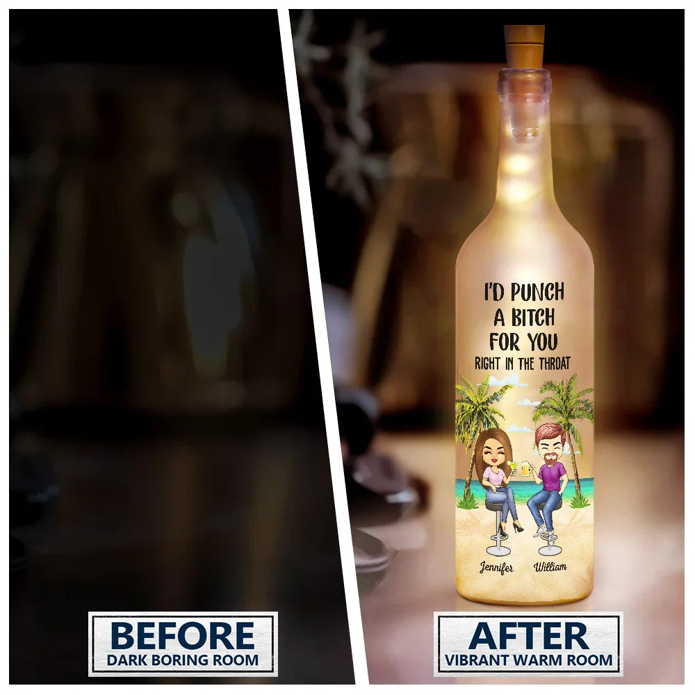 Gift For Bestie, Funny - Beach Bestie I Smile Because You Are My Sister - Personalized Bottle Light