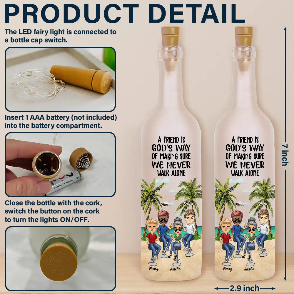 Gift For Bestie, Funny - Beach Bestie I Smile Because You Are My Sister - Personalized Bottle Light