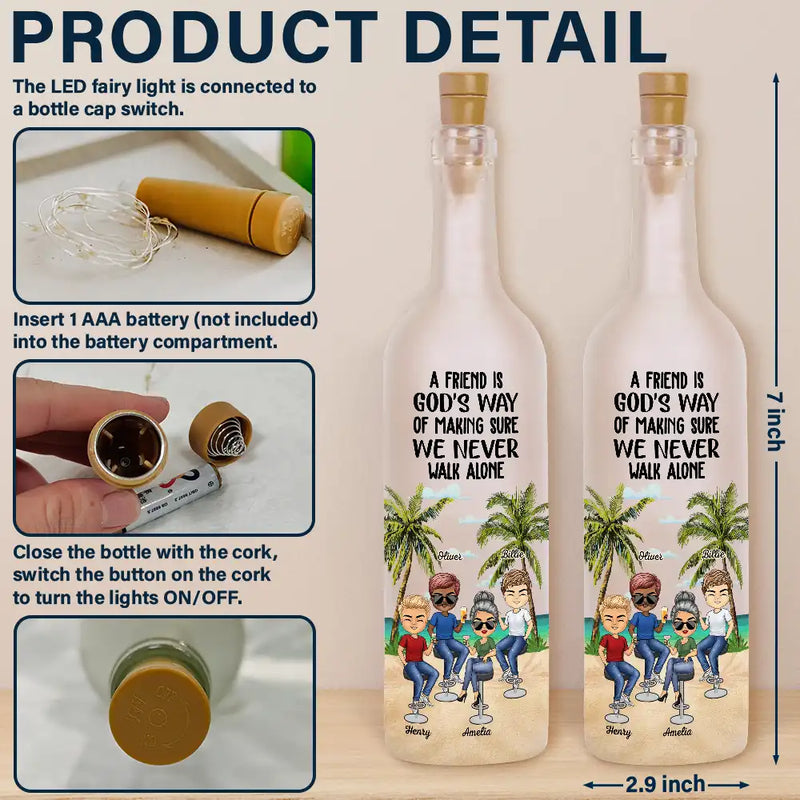 Gift For Bestie, Funny - Beach Bestie I Smile Because You Are My Sister - Personalized Bottle Light