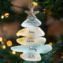 Family,Pet Lovers,Pet Mom,Pet Dad,Pet Couple,Dog Lovers,Dog Couple,Dog Mom,Dog Dad,Cat Lovers,Cat Mom,Cat Dad,Cat Couple,Happy,Single Mom,Single Dad,Gift For Grandpa,Gift For Grandma,Gift For Grandkids,Top Market,Christmas - Beach Stones Family Christmas - Personalized Custom Shaped Acrylic Ornament