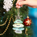 Family,Pet Lovers,Pet Mom,Pet Dad,Pet Couple,Dog Lovers,Dog Couple,Dog Mom,Dog Dad,Cat Lovers,Cat Mom,Cat Dad,Cat Couple,Happy,Single Mom,Single Dad,Gift For Grandpa,Gift For Grandma,Gift For Grandkids,Top Market,Christmas - Beach Stones Family Christmas - Personalized Custom Shaped Acrylic Ornament