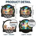 Gift For Couples,Gift For Husband,Gift For Wife,Gift For Boyfriend,Gift For Girlfriend,Pet Lovers,Pet Couple,Cat Lovers,Cat Couple,Summer,Beach,Happy - Beach You, Me And The Cats - Personalized Window Hanging Suncatcher Ornament