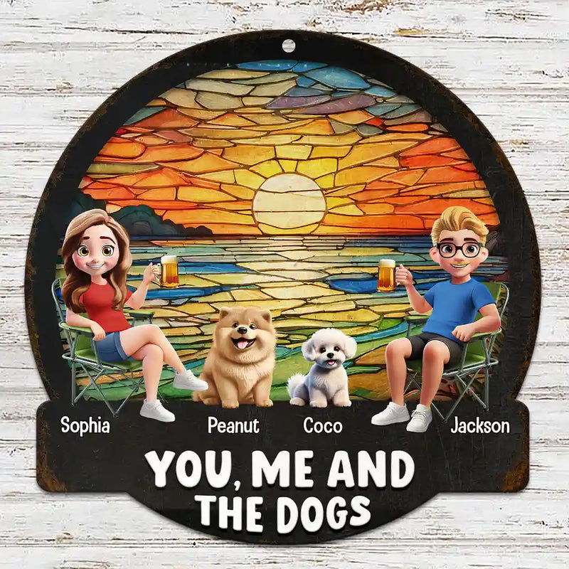 Beach You, Me And The Dog - Personalized Custom Shaped Metal Sign