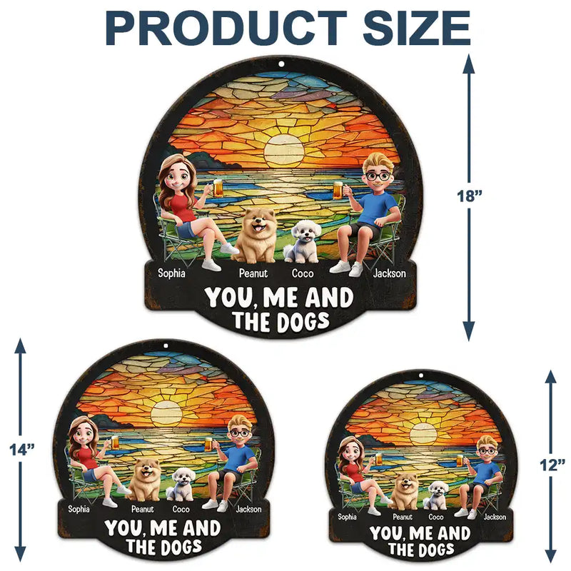 Beach You, Me And The Dog - Personalized Custom Shaped Metal Sign