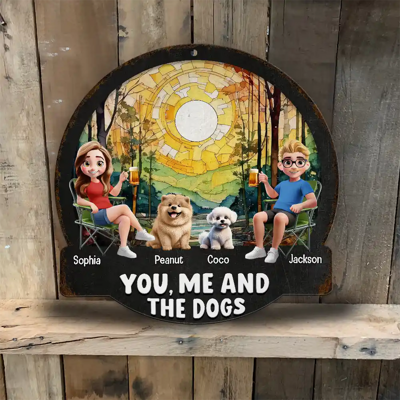 Beach You, Me And The Dog - Personalized Custom Shaped Metal Sign