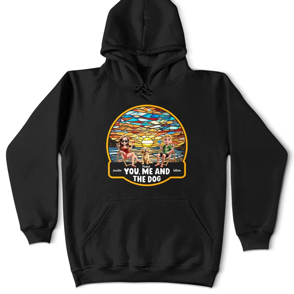 Gift For Couples,Gift For Husband,Gift For Wife,Gift For Boyfriend,Gift For Girlfriend,Pet Lovers,Pet Couple,Dog Lovers,Dog Couple,Love,Beach,Camping,Summer - Beach You, Me And The Dog - Personalized T Shirt