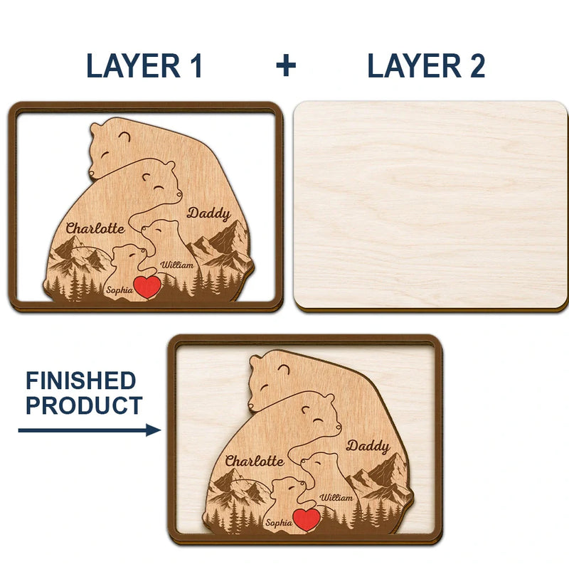 Gift For Father,Family,Gift For Mother,Happy - Bear Family Forest Style - Personalized Custom Shaped Car Visor Clip