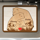 Gift For Father,Family,Gift For Mother,Happy - Bear Family Forest Style - Personalized Custom Shaped Car Visor Clip