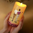 Gift For Sisters,Gift For Bestie,Old Best friends,Happy - Because Of You I Laugh A Little Harder - Personalized Flameless LED Candle