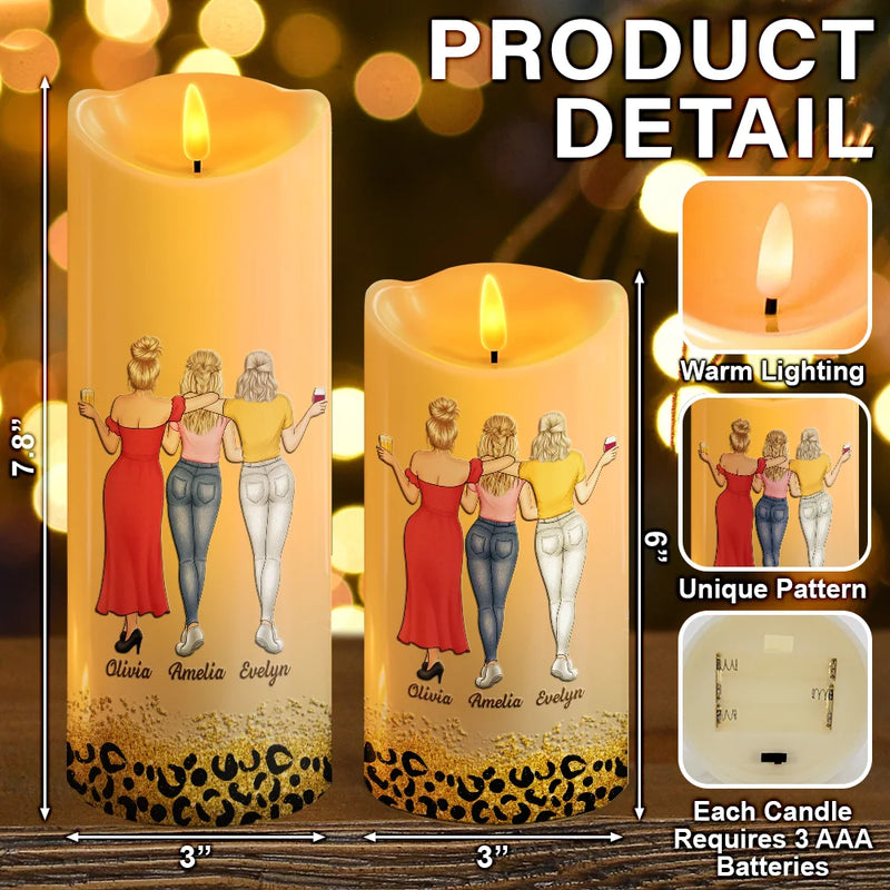 Gift For Sisters,Gift For Bestie,Old Best friends,Happy - Because Of You I Laugh A Little Harder - Personalized Flameless LED Candle