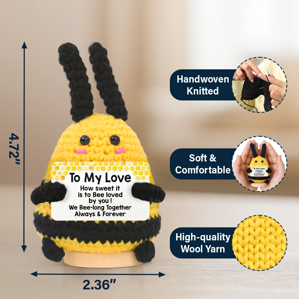 Family,Happy,Gift For Bestie - Bee Positive You Are Gonna Bee Awesome - Personalized Doll Crochet With Custom Card