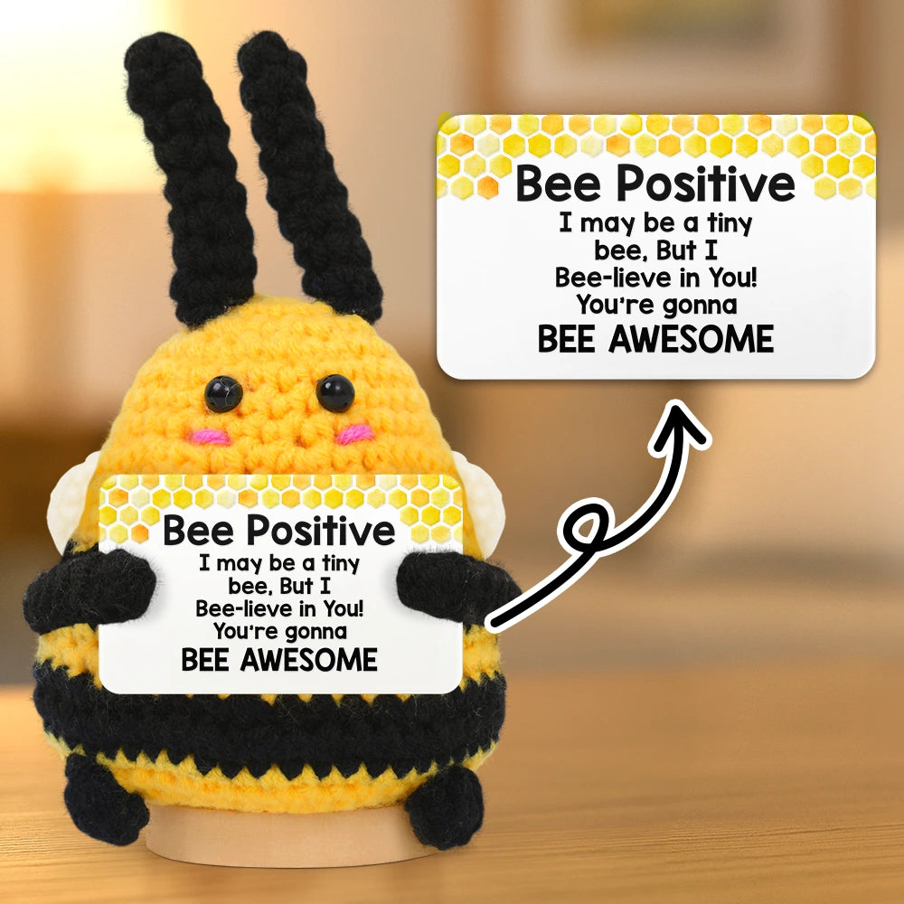 Family,Happy,Gift For Bestie - Bee Positive You Are Gonna Bee Awesome - Personalized Doll Crochet With Custom Card