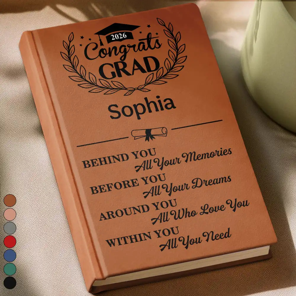 Graduation,Gift For Yourself,Gift For Daughter,Gift For Son,Gift For Kids,Gift For Bestie,Happy - Behind You All Memories Congrats Grad - Personalized Hardcover Journal