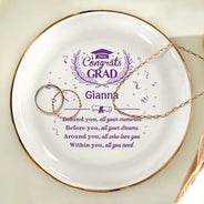 Graduation,Gift For Yourself,Gift For Daughter,Gift For Bestie,Happy - Behind You All Memories Congrats Grad - Personalized Ring Dish