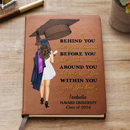 Behind You All Memories - Personalized Leather Journal