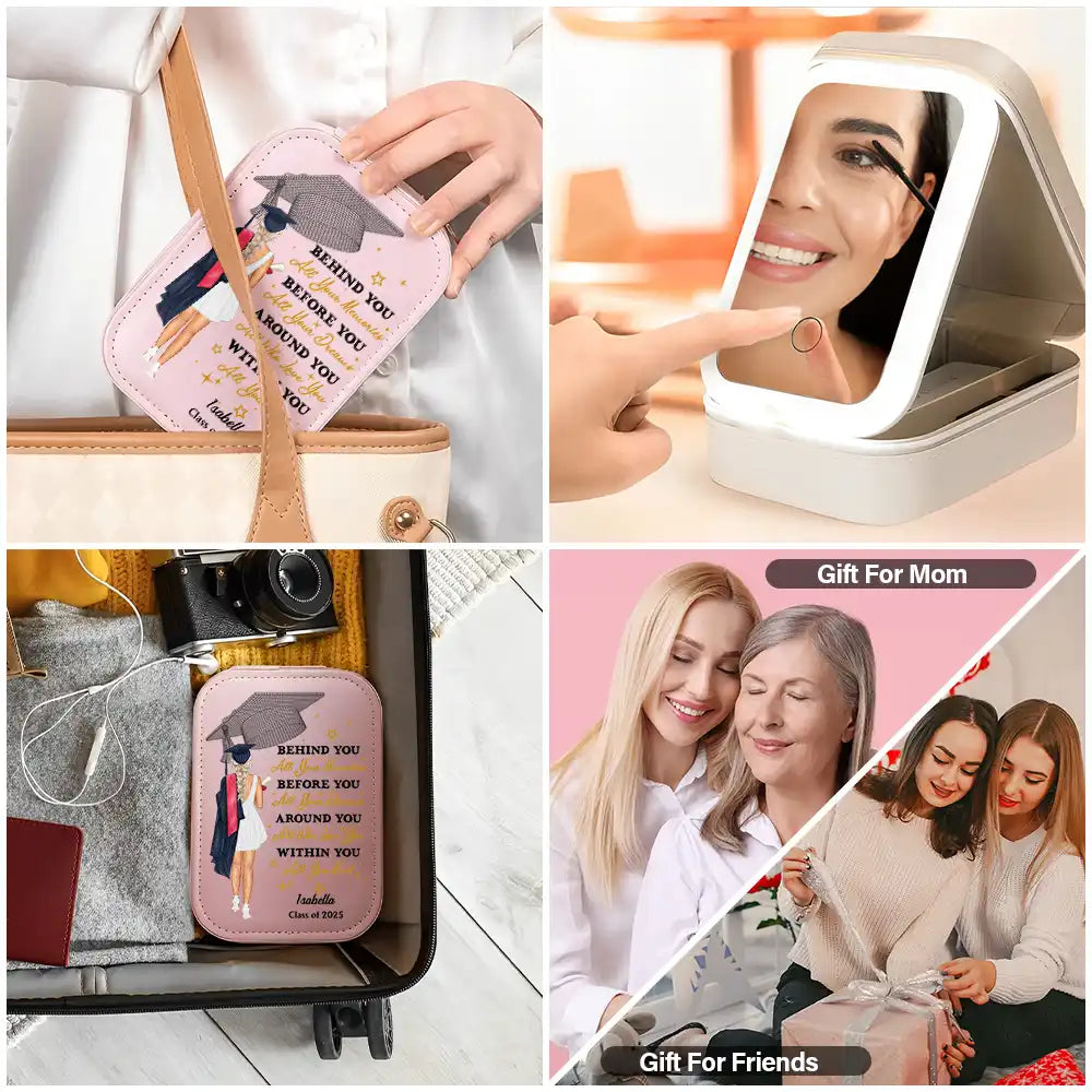Graduation - Behind You All Memories - Personalized Makeup Box With LED Mirror
