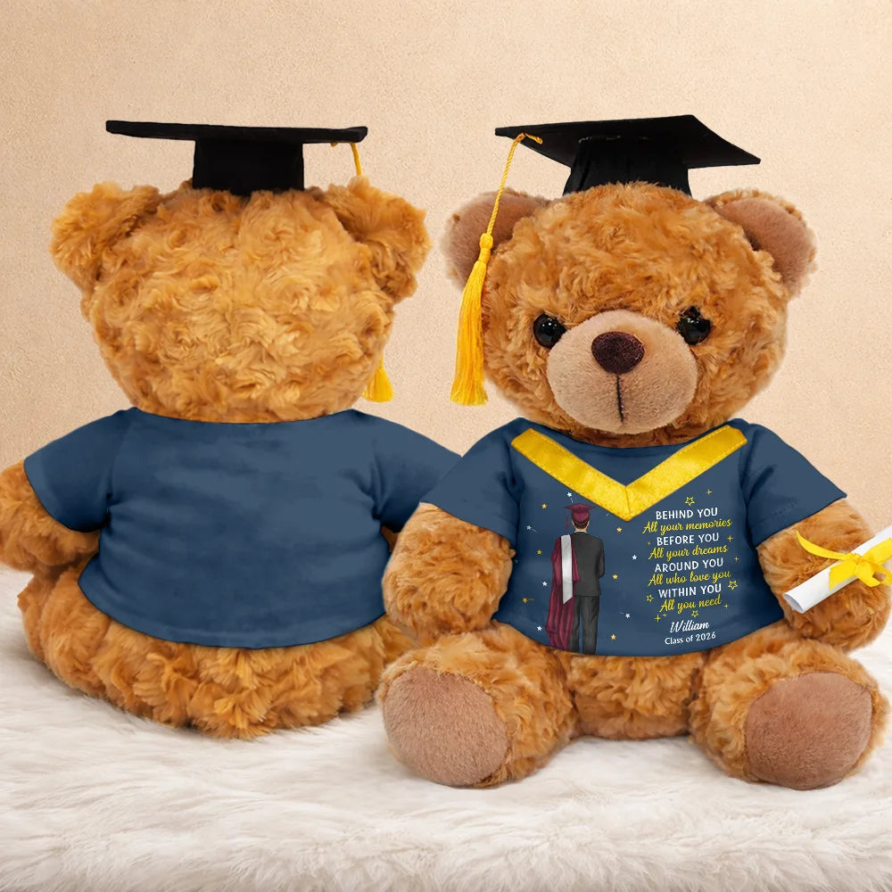 Graduation,Gift For Daughter,Dad - Daughters (Adult),Mom - Daughters (Adult),Happy,Dad - Sons,Gift For Son,Mom - Sons - Behind You All Memories - Personalized Teddy Bear