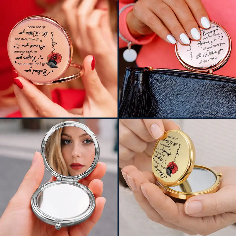 Graduation,Gift For Women,Gift For Men,Dad - Daughters (Adult),Gift For Daughter,Mom - Daughters (Adult),Dad - Sons,Gift For Son,Mom - Sons,Happy - Behind You All Memories Birth Flower - Personalized Compact Mirror