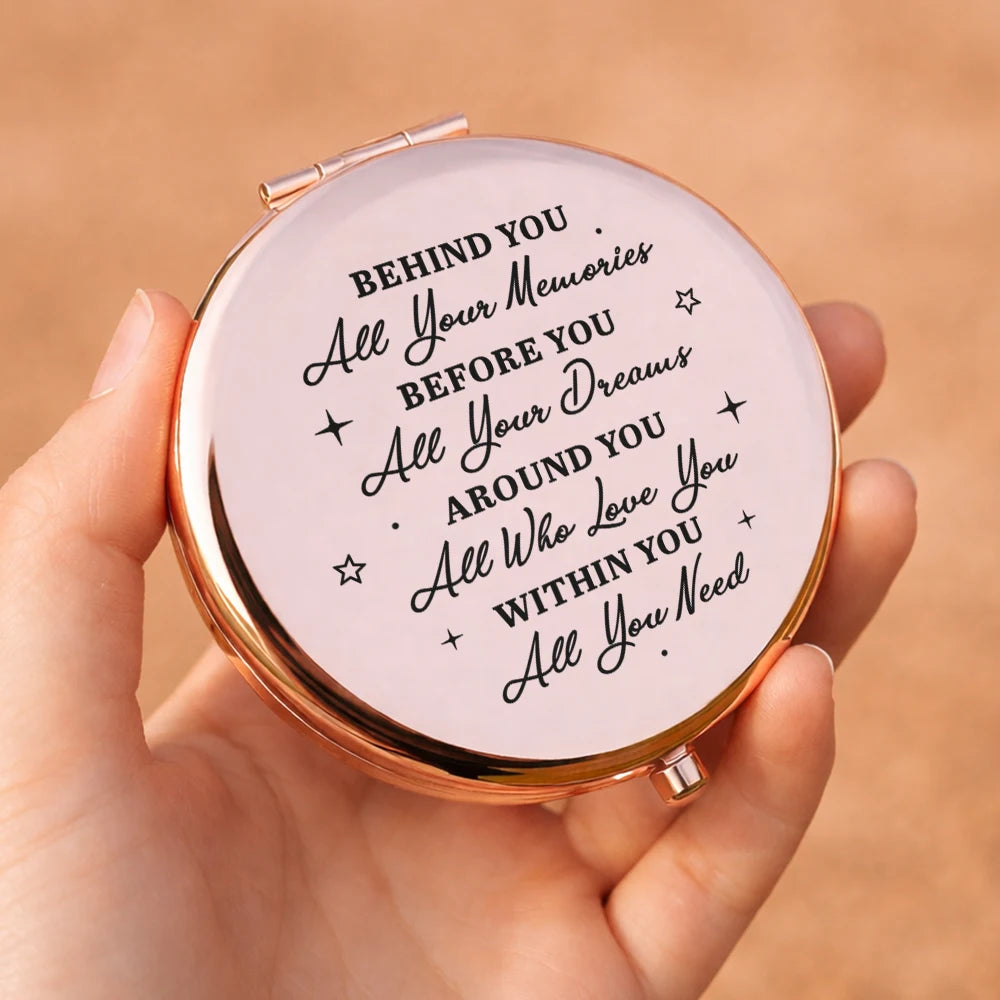 Gift For Daughter,Mom,Daughters (Adult),Graduation,Happy - Behind You All Memories Mother Daughter Graduation - Personalized Compact Mirror