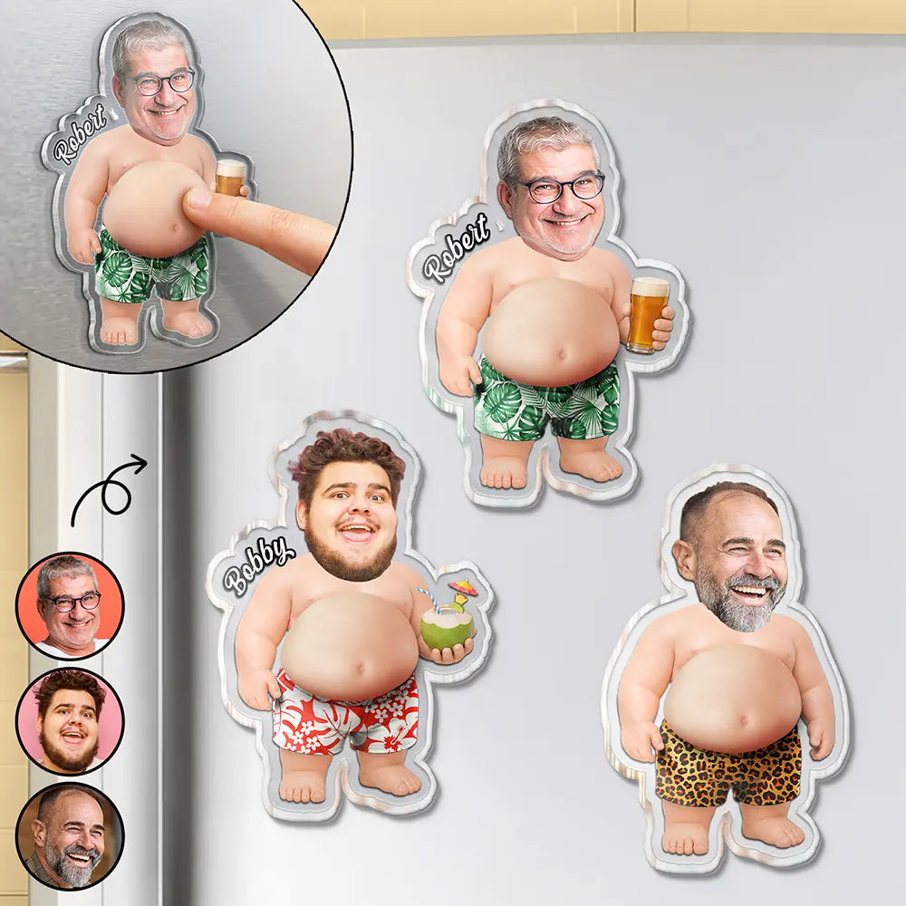 Custom Photo Belly Out For Summer - Personalized Squishy Acrylic Fridge Magnet