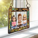 Gift For Bestie,Happy - Best Friend Sitting By The Window - Personalized Window Hanging Suncatcher Ornament