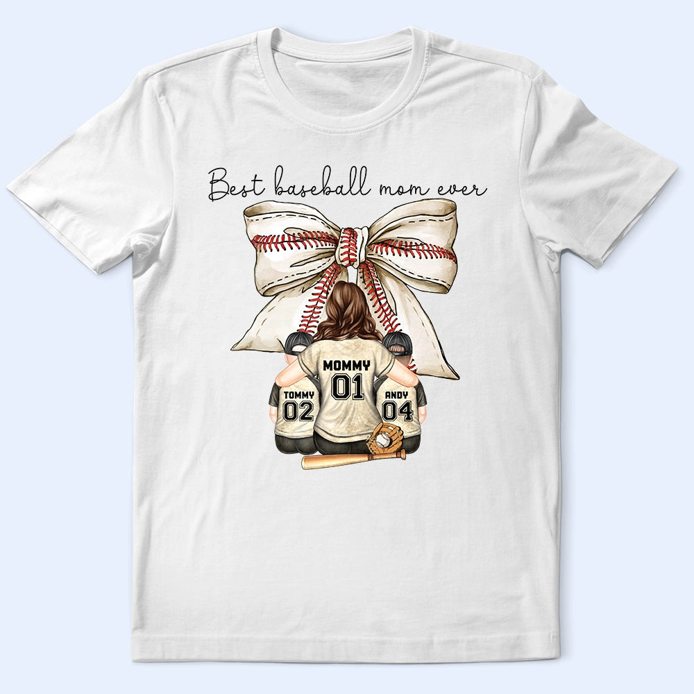 Gift For Mother,Baseball,Sport Mom,Happy - Best Baseball Mom Ever Coquette Bow - Personalized T Shirt